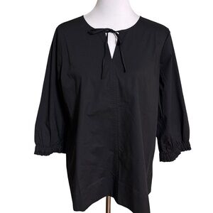 Martha Stewart Black Tie Neck Blouse